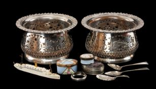ASSORTED OLD SHEFFIELD PLATE, SILVER & COLLECTABLES, including good pair of OSP pierced bottle