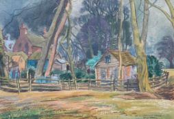 EDGAR HOLLOWAY watercolour - entitled, 'Chalfont Latimer', signed, 1941, 26 x 38cms Provenance: no