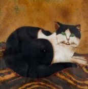 ‡ BERYL TURPIN (1926-2016) limited edition (artist's proof) enamel on copper - entitled verso 'Cat