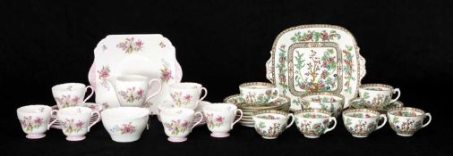 TWO BONE CHINA TEA SERVICES comprising Shelley 'Stocks' pattern six place service, and Coalport '