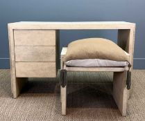 LATE 20TH CENTURY R&Y AUGOUSTI ART DECO STYLE SHAGREEN DESK & STOOL, cream shagreen desk with