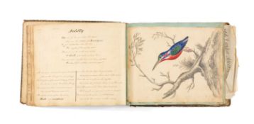 HARDBACK BOOK OF PICTORIAL SCRAP & HANDWRITTEN POETRY, circa 1830s compiled by William Alfred Putnam