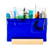 NIKKI CASS (British b. 1959) architectural glass panel on wooden stand, signed with initials, 22.5 x