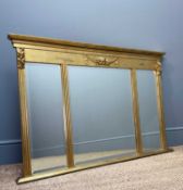 'MORRIS MIRRORS' REGENCY STYLE GILT OVERMANTEL MIRROR, 85 (h) x 127cms (w) Provenance: private