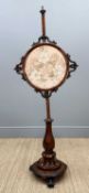 WILLIAM IV ROSEWOOD POLE SCREEN, adjustable embroided frame, 143 (h) x 54cms (w) Provenance: private
