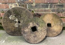 THREE VINTAGE GRINDSTONES, largest 45cms diam (3) Provenance: private collection Cardiff Comment: