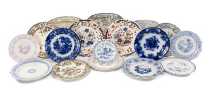 ASSORTED LLANELLY POTTERY PLATES, including 'Asiatic Pheasant' brown printed plate, 'Eastern'