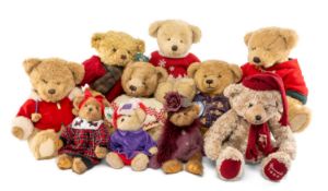 ASSORTED COLLECTABLE TEDDY BEARS including 7 Harrods annual bears with dated feet, 33cms (h); and