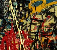 NEALE HOWELLS (b.1965) mixed media on wood panel - entitled, 'Red& Black Star', signed and dated