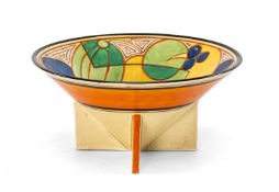 CLARICE CLIFF LARGE 'GREEN MELON' PATTERN CONICAL BOWL, 'Fantasque' and 'Wilkinson' marks, 11 (h)