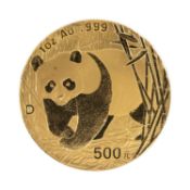 CHINA PEOPLES REPUBLIC, GOLD PANDA 500 YUAN, 2001, 1oz fine gold Provenance: deceased estate