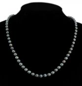 TAHITIAN CULTURED PEARL CHOKER NECKLACE with 18ct white gold ball clasp, clasp marked '750',