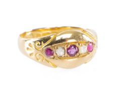 EDWARDIAN RUBY & DIAMOND RING in 18ct gold, Chester 1908, size M, 2.7g Provenance: private