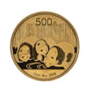 CHINA PEOPLES REPUBLIC, GOLD PANDA 500 YUAN, 2013, 1oz fine gold Provenance: deceased estate