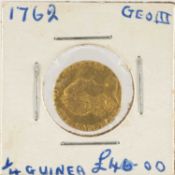 GEORGE III QUARTER GUINEA, 1762 Provenance: deceased estate Gwynedd Condition: some overall scuffs