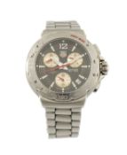 TAG HEUER INDY 500 STAINLESS STEEL WRISTWATCH, circular black dial with three subsidiary dials, date