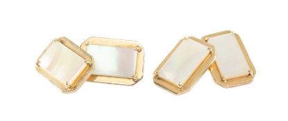 PAIR OF 9CT GOLD & MOTHER OF PEARL CHAIN CUFFLINKS, gross weight 12g Provenance: deceased estate