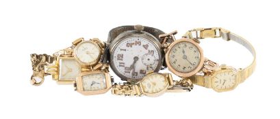 ASSORTED 9CT GOLD VINTAGE & OTHER WRISTWATCHES, including three 9ct ladies watches, ladies' 9ct gold