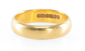 22CT GOLD WEDDING RING, fully hallmarked, size N, 5.26g Provenance: private collection Cheshire