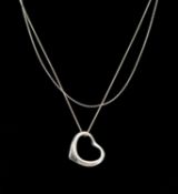 TIFFANY & CO SILVER HEART PENDANT BY ELSA PERETTI, marked '925', suspended on a fine chain necklace,