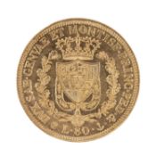 ITALY, CARLO FELICE GOLD 80 LIRE, 1830, Genoa, 25.9g Provenance: deceased estate Gwynedd