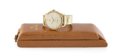 OMEGA 9CT GOLD PRESENTATION WRISTWATCH, circa 1957, the dial with subsidiary seconds, back cover