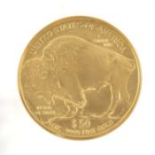 USA, $50 GOLD BUFFALO, 2007, 0.9999, within NGC capsule Provenance: deceased estate Gwynedd