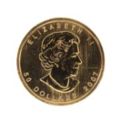 CANADA, $50 GOLD COIN, 2007, 1oz fine gold Provenance: deceased estate Gwynedd