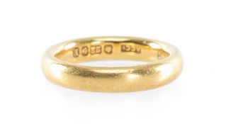 22CT GOLD WEDDING RING, fully hallmarked, size H, 5g Provenance: private collection Cheshire