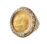 GEORGE V HALF SOVEREIGN RING, coin 1915, in a later 9ct gold ring mount, size K, 8.4g Provenance: