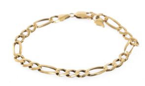 9CT GOLD FLAT CURB-LINK BRACELET, 20cms long, stamped '375', 8.3g Provenance: private collection