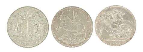 EDWARD VII CROWN, 1902, (EF/UNC), George V crown, 1935 and a George VI crown, 1937 (3) Provenance: