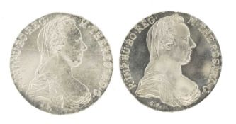 TWO MARIA THERESA THALERS, 1780 restrikes Provenance: deceased estate Gwynedd