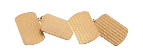 PAIR OF 9CT GOLD CHAIN CUFFLINKS with engine-turned vertilinear decoration, 6.3g Provenance: private