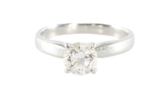 DIAMOND SOLITAIRE RING, the brilliant-cut diamond approx. 0.9cts, estimated as G in colour and SI2