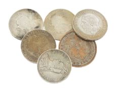 ASSORTED SILVER COINS, including KGV 1935 Rocking Horse crown, QV 1889 Golden Jubilee crown, QV 1889