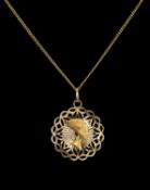 EGYPTIAN GOLD NEFERTITI PENDANT, marked '750' to the bail, 25mms, 3.9g, suspended from a 9ct gold