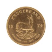 SOUTH AFRICA, KRUGERRAND, 1974, 1oz fine gold Provenance: deceased estate Gwynedd