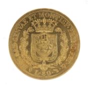 ITALY, SARDINIA, CARLO FELICE 80 LIRE GOLD COIN, 1825, Turin Mint, 25.8g Provenance: deceased estate