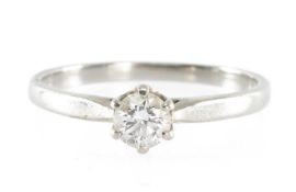 DIAMOND SOLITAIRE RING, certificated ideal cut round brilliant stone 0.39cts, F colour, VS1 clarity,