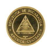 REPUBLIC OF NICARAGUA, 50 CORDOBAS, Ruben Dario Commemorative, 1967, 35.5g, 0.900 Provenance:
