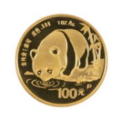 CHINA PEOPLES REPUBLIC, GOLD PANDA 100 YUAN, 1987, Shanghai Mint, 1oz fine gold Provenance: deceased