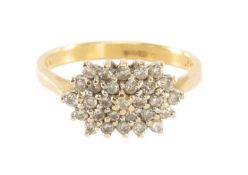 YELLOW METAL DIAMOND CLUSTER RING, 0.5cts overall approx., size O, 4.0g, in ring box Provenance: