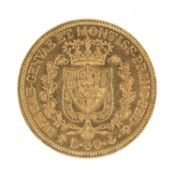 ITALY, SARDINIA, CARLO FELICE 80 LIRE GOLD COIN, 1830, Genoa Mint, 25.77g Provenance: deceased