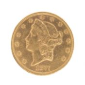 USA, $20 GOLD 'DOUBLE EAGLE', 1877, Santiago Mint, 33.38g Provenance: deceased estate Gwynedd