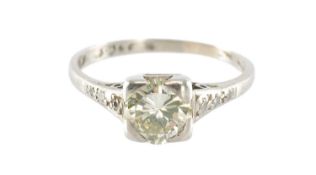 DIAMOND SOLITAIRE RING, the round-cut diamond 1.14cts, colour estimated as N+, clarity VS1/2, in a