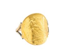 GEORGE V GOLD HALF SOVEREIGN RING, 1912, on 9ct gold shank, size N 1/2, 5.4g Provenance: private