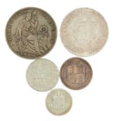 PERU, 1 SOL, 1924, Lima Mint and Mexico, 1 Peso, 1963, Victoria shilling 1889, George V shilling