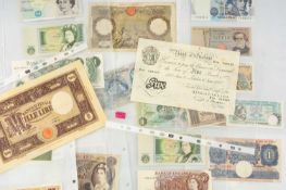 MIXED WORLD BANK NOTES, including Beale white £5, other British notes, and Italian lire