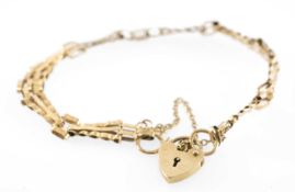 9CT GOLD GATE-LINK BRACELET, with padlock clasp, gross wt. approx. 5.8g Provenance: private